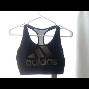 Adidas ‘holiday’ sports bra—black with gold logo